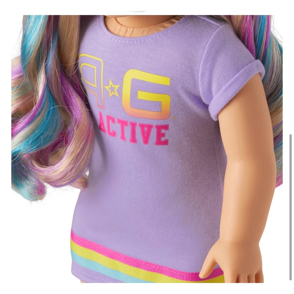 American Girl Show Your Sporty Side Doll Dress Purple Active Purple Pink Yellow - Picture 3 of 7